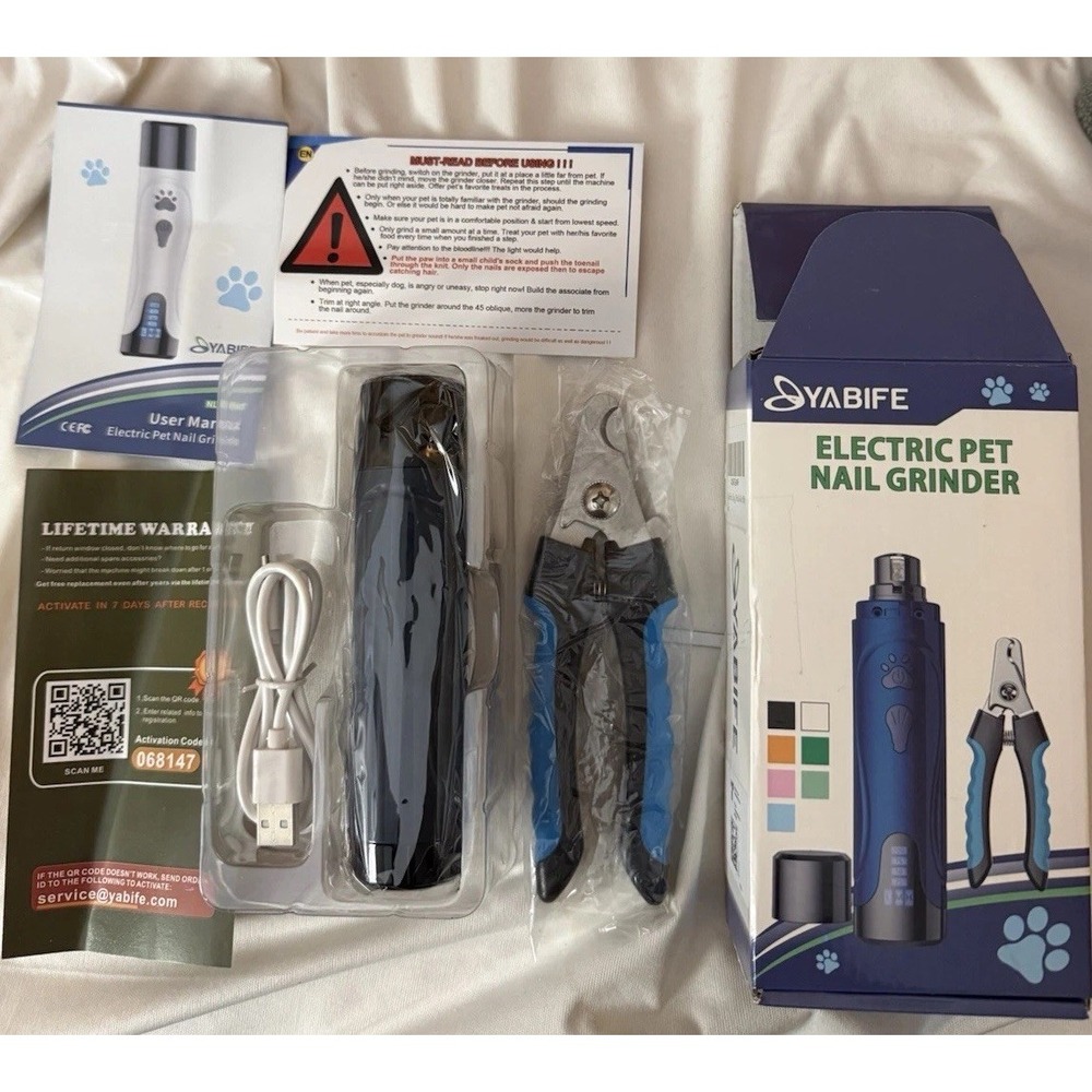 Yabife Rechargeable Low Noise Pet Nail Kit NEW